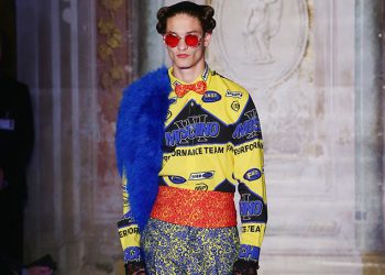 FLORENCE, ITALY - JUNE 18:  A model walks the runway at the Moschino Men's Fashion Show Spring/Summer 2016 during the 88 Pitti Uomo on June 18, 2015 in Florence, Italy.  (Photo by Vittorio Zunino Celotto/Getty Images)