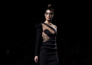 Pilar Rubio wears at collection runway a creation from Maya Hansen during Pasarela Cibeles - Mercedes-Benz Fashion Week Madrid 2017, in Madrid, on Friday 17h February, 2017.