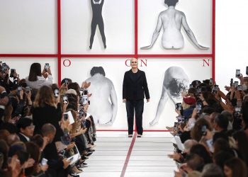 Italian fashion designer for Dior Maria Grazia Chiuri acknowledges the audience at the end of Christian Dior Fall-Winter 2019/2020 Ready-to-Wear collection fashion show in Paris, on February 26, 2019. (Photo by FRANCOIS GUILLOT / AFP)