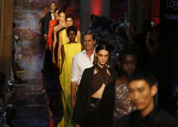 Model at collection runway a creation from  Pedro del Hierro during Pasarela Cibeles Fashion Week Madrid in Madrid on Tuesday, 09 July 2019.