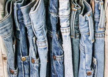 rack of second hand jeans